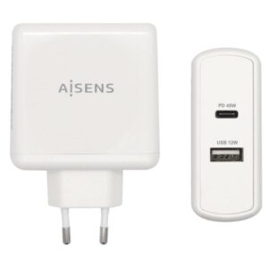 Cargador de Pared Aisens ASCH-2PD45A-W/ 1xUSB Tipo-C/ 1x USB/ 57W 8436574706246 ASCH-2PD45A-W AIS-CARGA ASCH-2PD45A-W