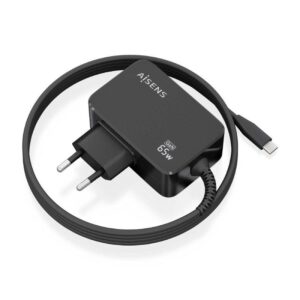 Cargador de Pared GaN Aisens ASCH-1PD65WL033-BK/ 1xUSB Tipo-C + Cable 1.8m/ 65W 8436574709940 ASCH-1PD65WL033-BK AIS-CARGA ASCH-1PD65WL033-BK