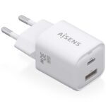 Cargador de Pared GaN Aisens ASCH-30W2P020-W/ 1xUSB Tipo-C/ 1xUSB/ 30W 8435739900840 ASCH-30W2P020-W AIS-CARGA ASCH-30W2P020-W