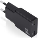 Cargador de Pared GaN Aisens ASCH-30W2P049-BK/ 2xUSB Tipo-C/ 30W/ Negro 8435739902561 ASCH-30W2P049-BK AIS-CARGA ASCH-30W2P049-BK