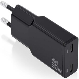 Cargador de Pared GaN Aisens ASCH-30W2P049-BK/ 2xUSB Tipo-C/ 30W/ Negro 8435739902561 ASCH-30W2P049-BK AIS-CARGA ASCH-30W2P049-BK