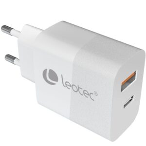 Cargador de Pared GaN Leotec LECSPH30W2W/ 1xUSB Tipo-C/ 1xUSB/ 30W 8436588883094 LECSPH30W2W LEO-CARGA LECSPH30W2W