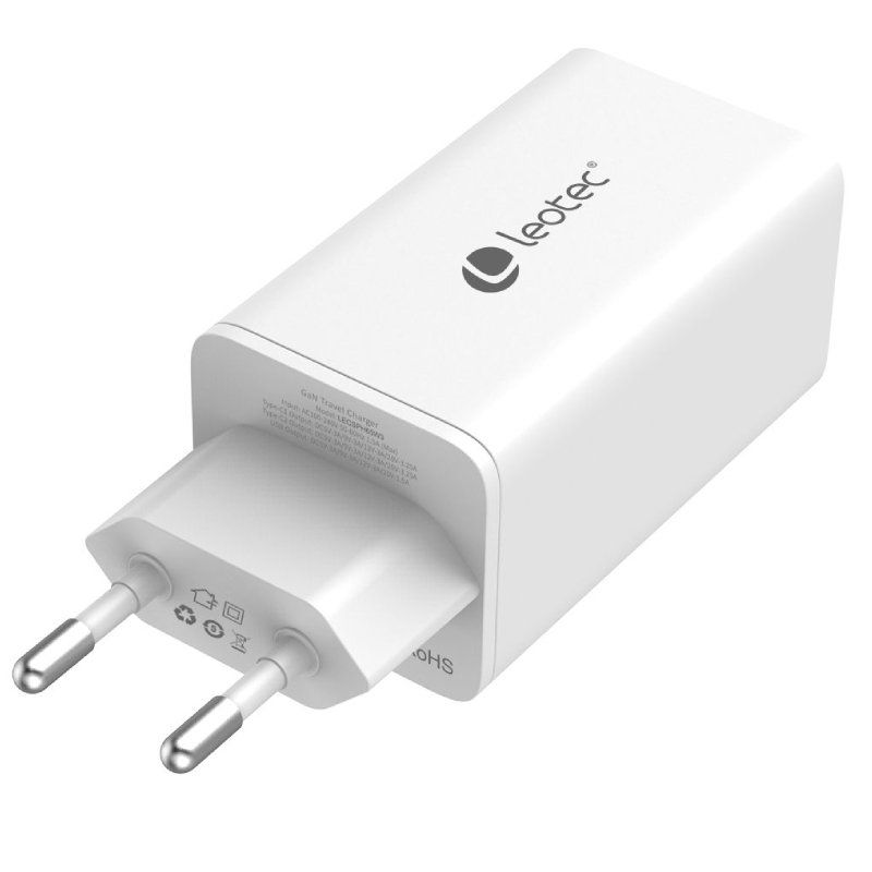 Cargador de Pared GaN Leotec LECSPH65W3W/ 2xUSB Tipo-C/ 1xUSB/ 65W - Imagen 3