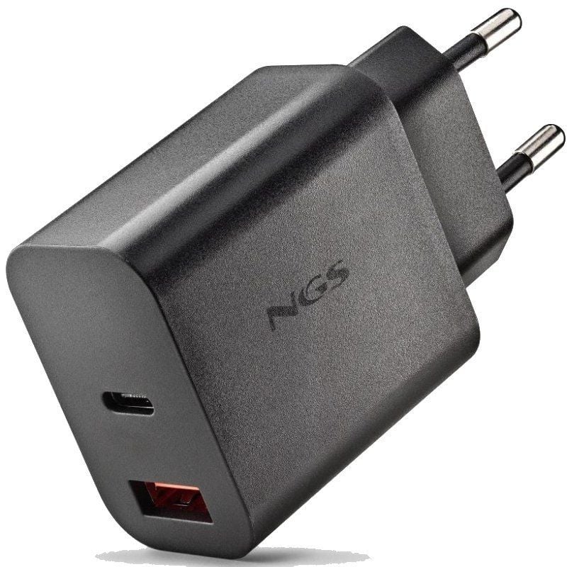 Cargador de Pared GaN NGS Era 30W/ 1xUSB Tipo-C/ 1xUSB/ 30W 8435430626155 ERA30WBLACK NGS-CARGA ERA 30W BK