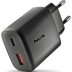 Cargador de Pared GaN NGS Era 45W/ 1xUSB Tipo-C/ 1xUSB/ 45W 8435430626193 ERA45WBLACK NGS-CARGA ERA 45W BK