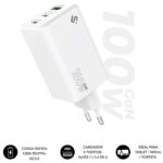 Cargador de Pared GaN Subblim 100W Charger USB C+C+A/ 2xUSB Tipo-C/ 1xUSB/ 100W 8436586743512 SUBCHG-6G1003 SUB-CARGA SUBCHG-6G1003