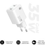 Cargador de Pared GaN Subblim 35W Charger USB C+C/ 2xUSB Tipo-C/ 35W 8436586743499 SUBCHG-6G3520 SUB-CARGA SUBCHG-6G3520
