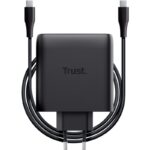 Cargador de Pared GaN Trust Maxo 100W/ 2xUSB Tipo-C/Incluye Cable USB Tipo-C/ 100W 8713439255270 25527 TRU-CARGA MAXO 100W 2C BK