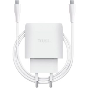 Cargador de Pared GaN Trust Maxo 45W/ 1xUSB Tipo-C/ Incluye Cable USB Tipo-C/ 45W 8713439255225 25522 TRU-CARGA MAXO 45W WH C