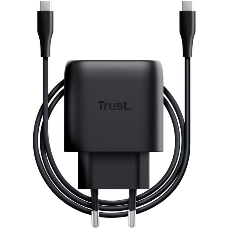 Cargador de Pared GaN Trust Maxo 45W Compatible con Samsung/ 1xUSB Tipo-C/ Incluye Cable USB Tipo-C/ 45W 8713439257229 25722 TRU-CARGA MAXO 45W BK CS