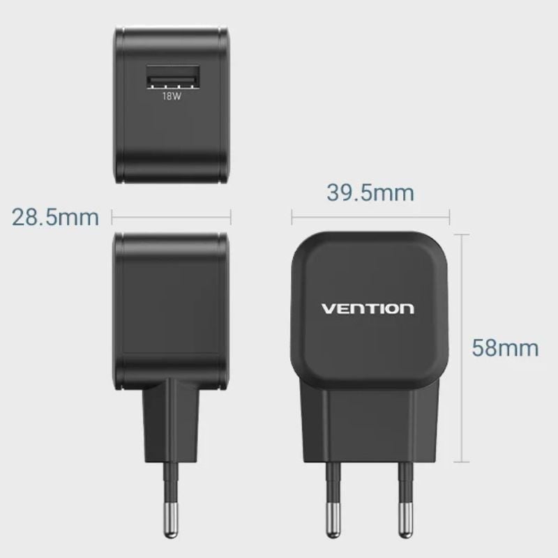 Cargador de Pared GaN Vention FEKB0-EU/ 1xUSB/ 18W - Imagen 5