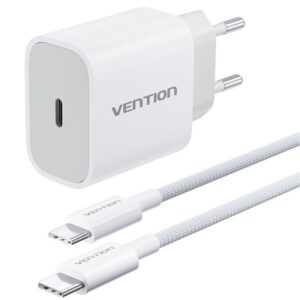 Cargador de Pared GaN Vention G12W0-EU/ 1xUSB Tipo-C + Cable USB Tipo-C/ 1xUSB/ 20W 6922794787766 G12W0-EU VEN-CARGA G12W0-EU