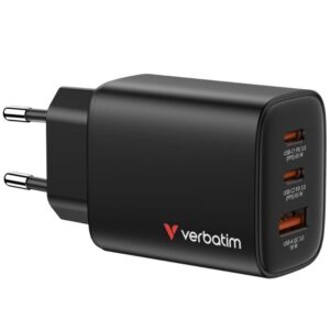 Cargador de Pared GaN Verbatim Essentials/ 2xUSB Tipo-C/ 1xUSB/ 65W 023942323525 32352 VERB-CARGA 32352