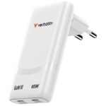 Cargador de Pared GaN Verbatim Fold 'n' Go/ 2xUSB Tipo-C/ 65W 023942323556 32355-VERB VERB-CARGA 32355