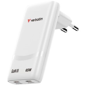 Cargador de Pared GaN Verbatim Fold 'n' Go/ 2xUSB Tipo-C/ 65W 023942323556 32355-VERB VERB-CARGA 32355