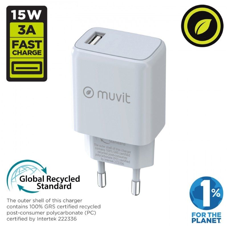 Cargador de Pared Muvit For Change MCACC0002/ 1xUSB/ 15W - Imagen 2