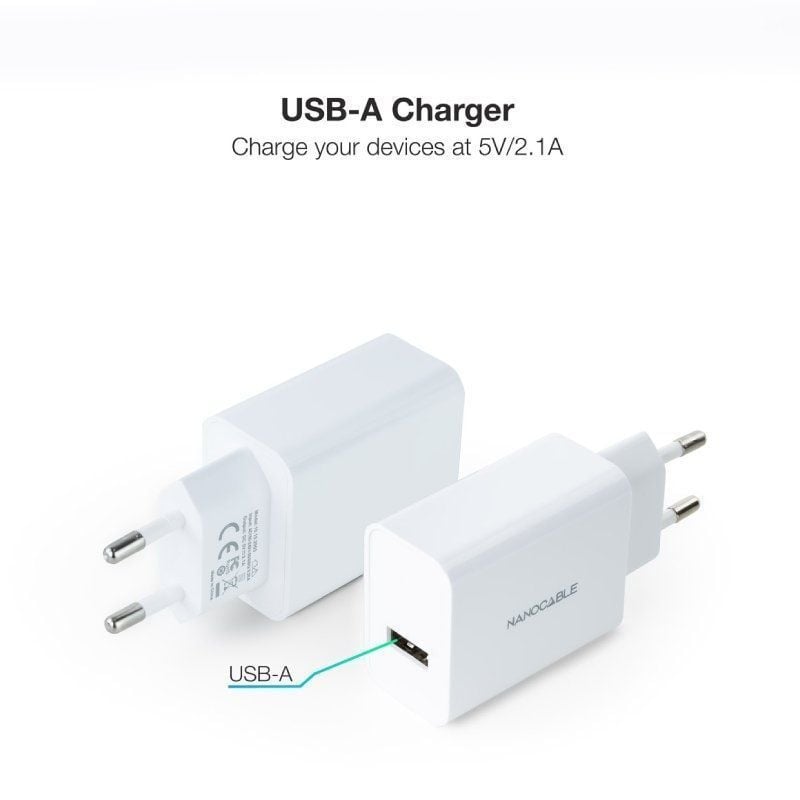 Cargador de Pared Nanocable 10.10.2003/ 1xUSB/ 10W/ Blanco - Imagen 2