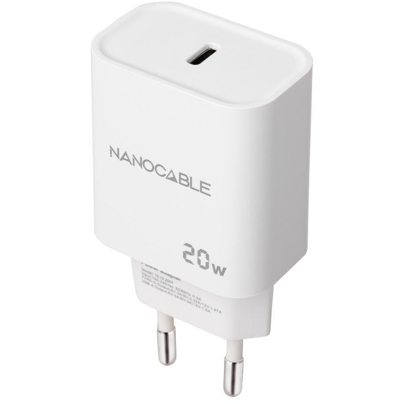 Cargador de Pared Nanocable 10.10.2005/ 1xUSB Tipo-C/ 20W/ Blanco 8433281015135 10.10.2005 NAN-CARGA 10 10 2005