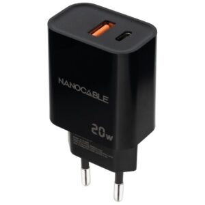 Cargador de Pared Nanocable 10.10.2008/ 1xUSB/ 1xUSB Tipo-C/ 20W/ Negro 8433281015166 10.10.2008 NAN-CARGA 10 10 2008