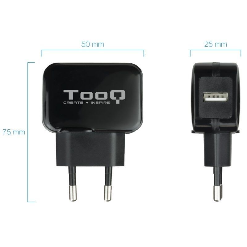 Cargador de Pared TooQ TQWC-1S01/ 1xUSB/ 12W/ Negro - Imagen 2