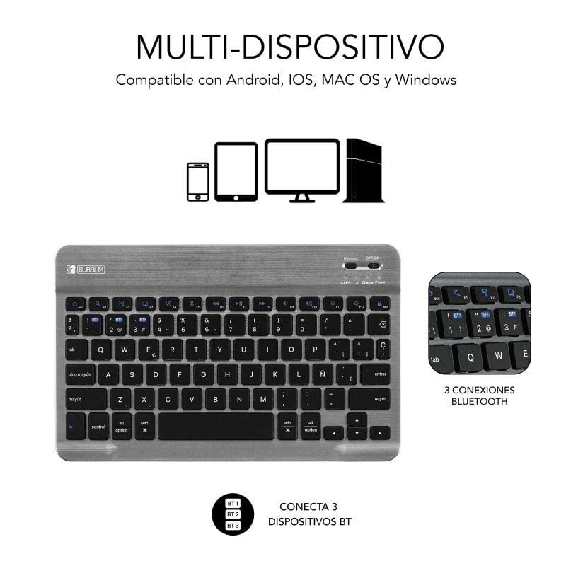 Funda con Teclado Subblim KeyTab Pro BT para Tablets Samsung Galaxy A9+/ Negra - Imagen 2