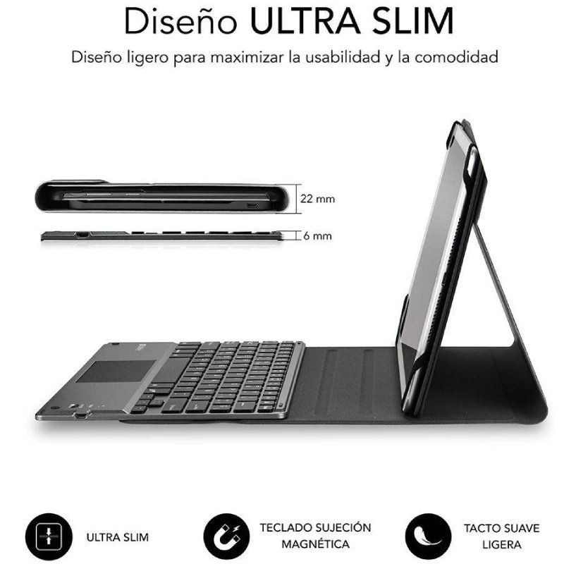 Funda con Teclado Subblim Keytab Pro Bluetooth Touchpad para Tablets de 10.1"-10.8"/ Negra - Imagen 2