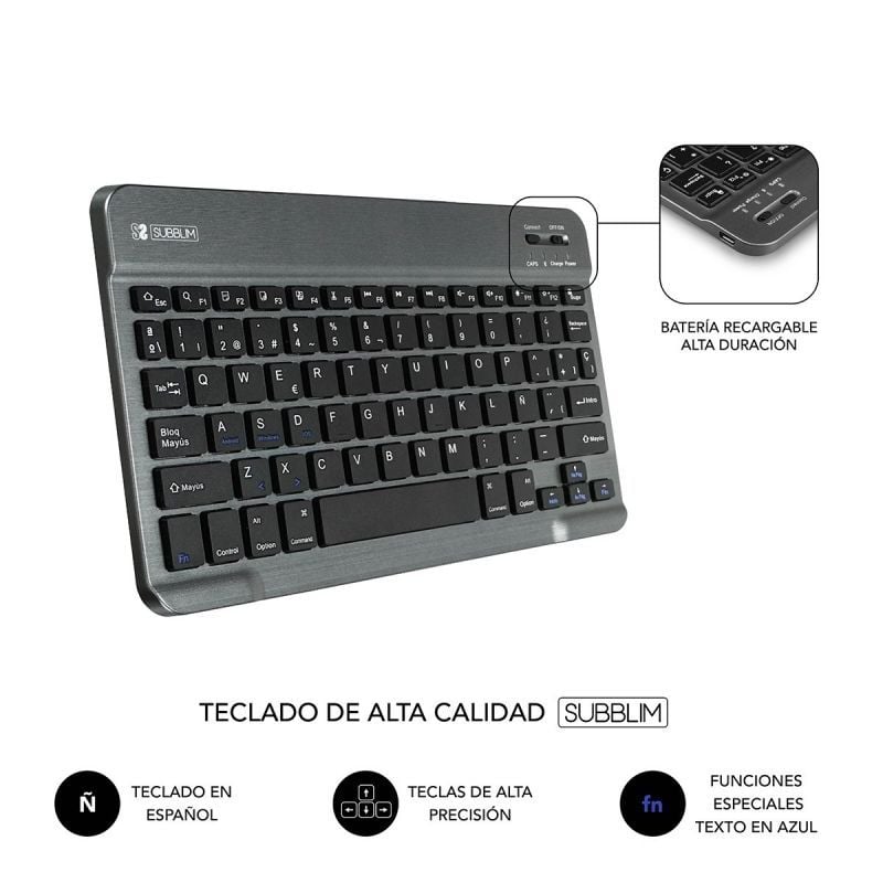 Funda con Teclado Subblim Keytab Pro Bluetooth para Tablets de 10.1"-10.8"/ Roja - Imagen 5