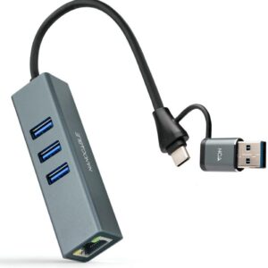 Hub USB + USB Tipo-C 3.0 Nanocable 10.03.0412/ 3xUSB/ 1xRJ45/ Gris 8433281017122 10.03.0412 NAN-HUB 10 03 0412