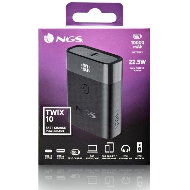 Powerbank 10000mAh NGS TWIX10/ 22.5W/ Negra - Imagen 4