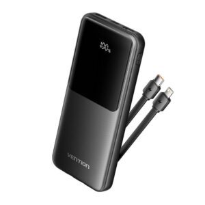 Powerbank 10000mAh Vention FHOB0/ 22.5W/ Negra/ Incluye Cable USB Tipo-C y Lightning 6922794784635 FHOB0 VEN-BAT FHOB0