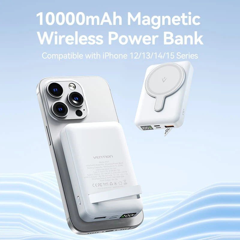 Powerbank 10000mAh Vention FHTB0/ 22.5W/ Wireless/ Negra - Imagen 2