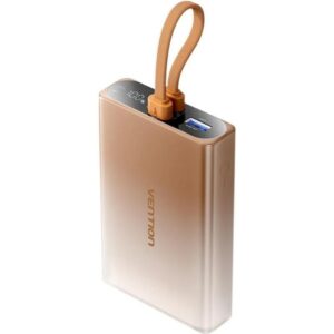 Powerbank 10000mAh Vention FHZJ0/ 22.5W/ Oro/ Incluye Cable USB Tipo-C y Lightning 6922794789807 FHZJ0 VEN-BAT FHZJ0