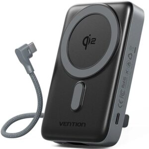 Powerbank 10000mAh Vention FKHH0/ 35W/ Wireless/ Gris/ Incluye Cable USB Tipo-C 6922794791978 FKHH0 VEN-BAT FKHH0