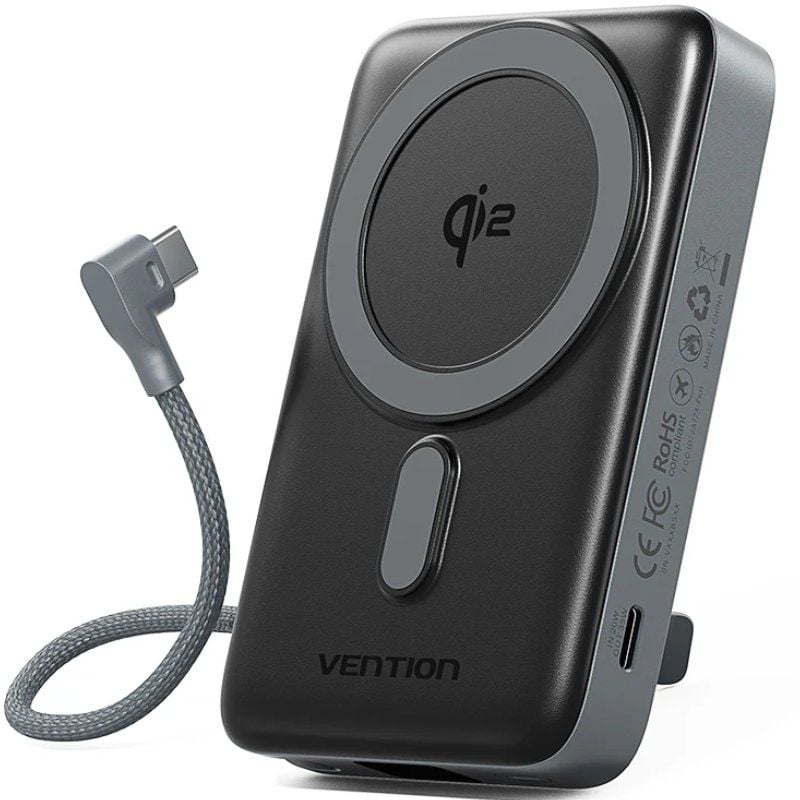 Powerbank 10000mAh Vention FKHH0/ 35W/ Wireless/ Gris/ Incluye Cable USB Tipo-C 6922794791978 FKHH0 VEN-BAT FKHH0