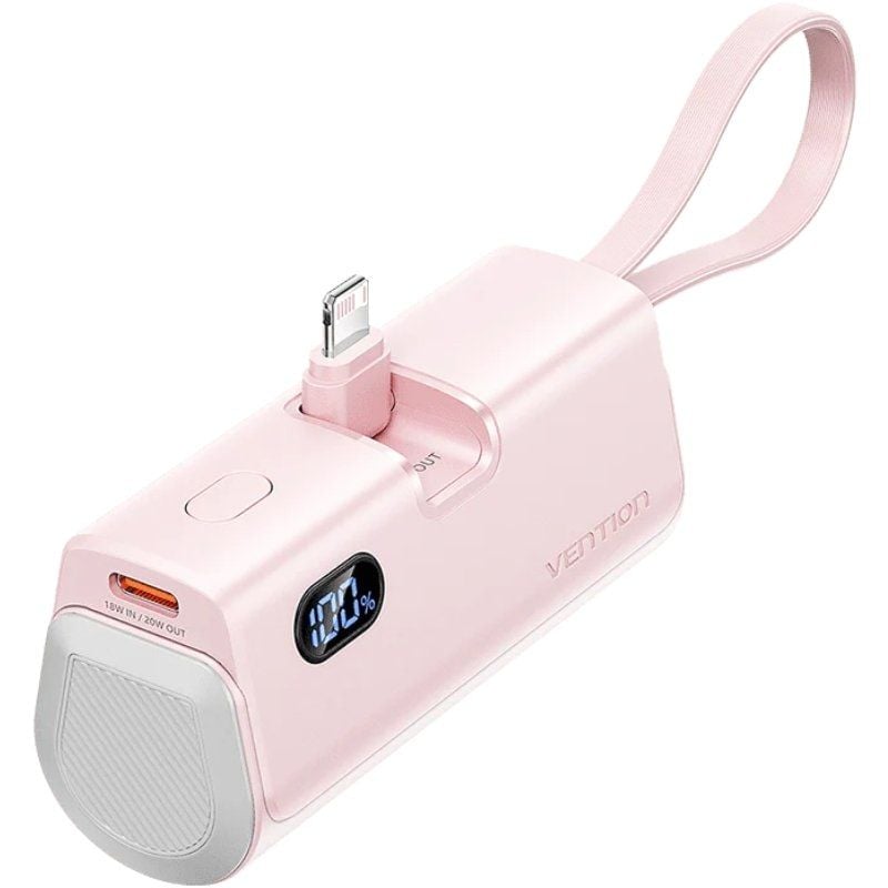 Powerbank 4800mAh Vention FHRP0/ 22.5W/ Rosa/ Incluye Cable USB Tipo-C y Lightning 6922794784628 FHRP0 VEN-BAT FHRP0