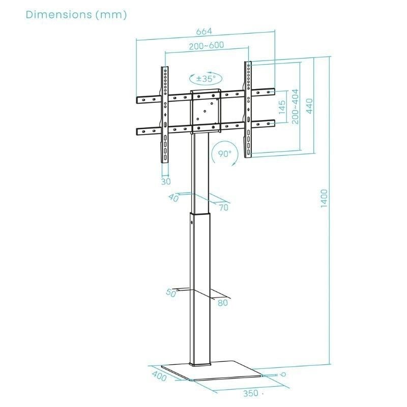 Soporte de Suelo Giratorio/Rotable TooQ FS2286M-B para TV 37-70"/ hasta 40kg - Imagen 4