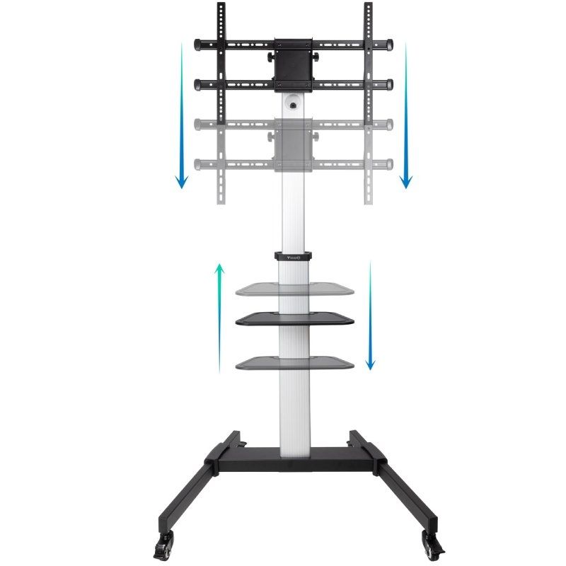 Soporte de Suelo Inclinable/ Ajustable con Ruedas TooQ FS1886M-B para TV de 37-86"/ hasta 50kg - Imagen 2