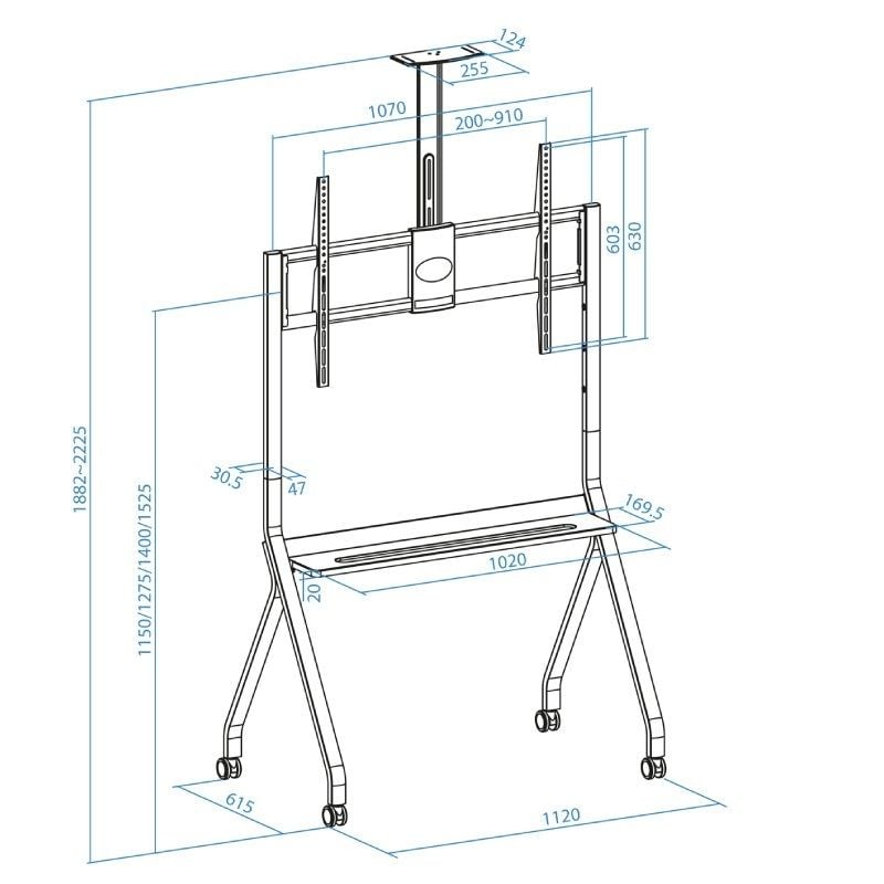 Soporte de Suelo con Ruedas TooQ FS20208M-B para TV de 55-100"/ hasta 120kg - Imagen 5