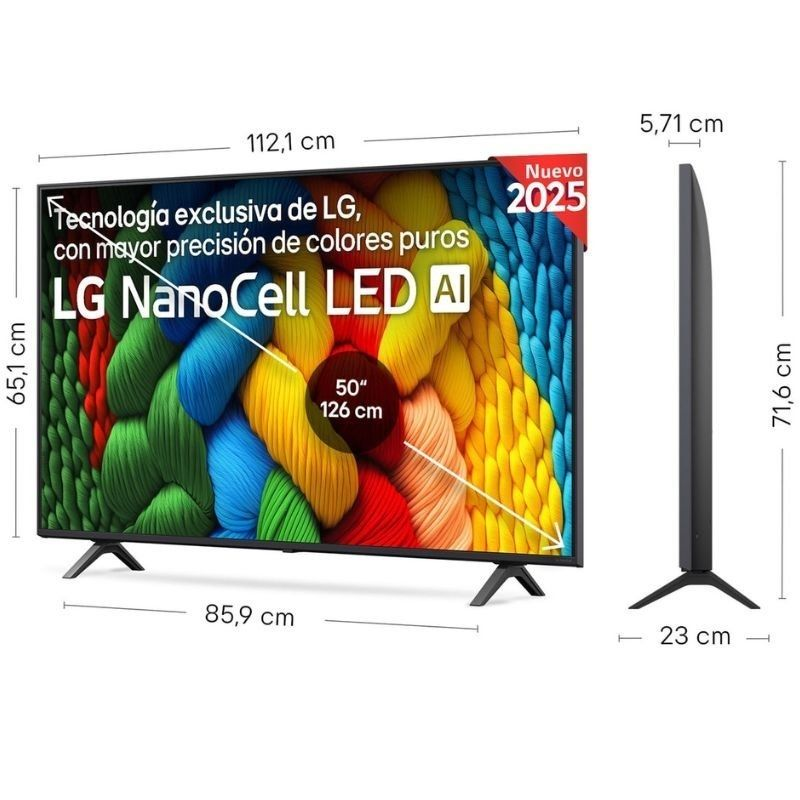 Televisor LG NanoCell 50NANO80A6B 50"/ Ultra HD 4K/ Smart TV/ WiFi - Imagen 3