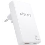 Cargador de Pared GaN Aisens ASCH-65W2P076-W/ 1xUSB Tipo-C/ 1xUSB/ 65W/ Blanco 8435739904183 ASCH-65W2P076-W AIS-CARGA ASCH-65W2P076-W