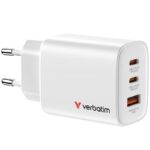 Cargador de Pared GaN Verbatim Essentials/ 2xUSB Tipo-C/ 1xUSB/ 65W 023942323532 32353 VERB-CARGA 32353