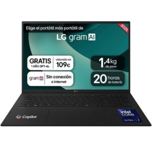 Portátil LG Gram 17ZD90T-G.AX88B Intel Core Ultra 7-255H 32GB/ 1TB SSD/ 17"/ Sin Sistema Operativo 8806096666715 17ZD90T-G.AX88B LGP-17ZD90T-G AX88B