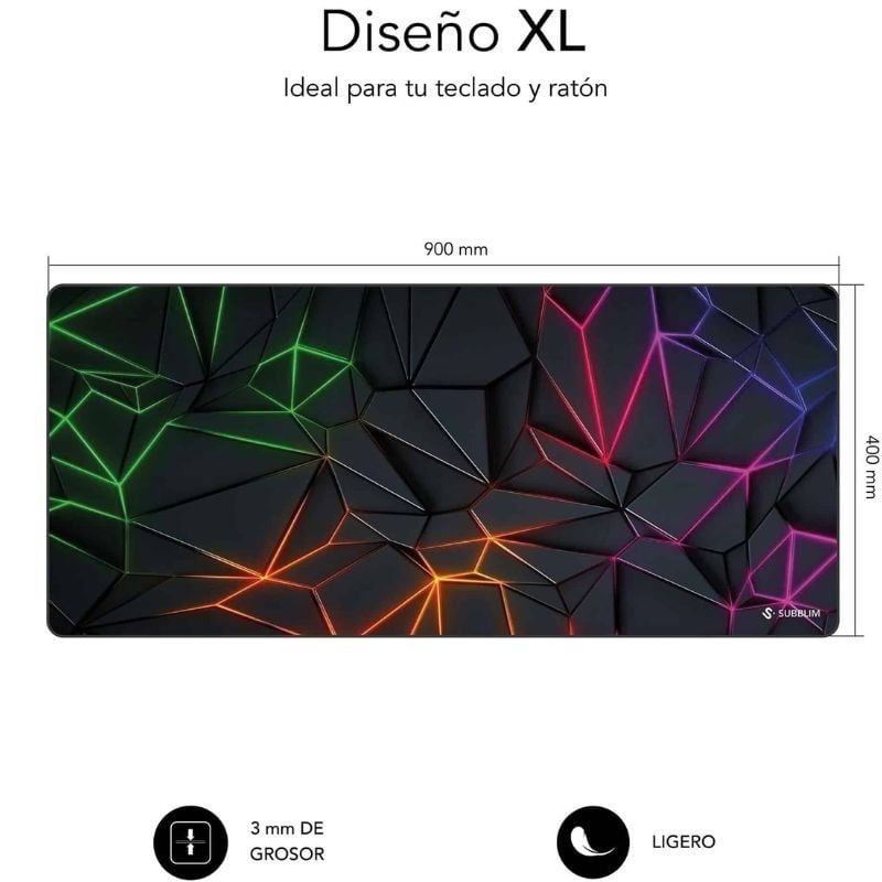 Alfombrilla Subblim Neon Obsidian XL/ 900 x 400 x 3 mm - Imagen 2