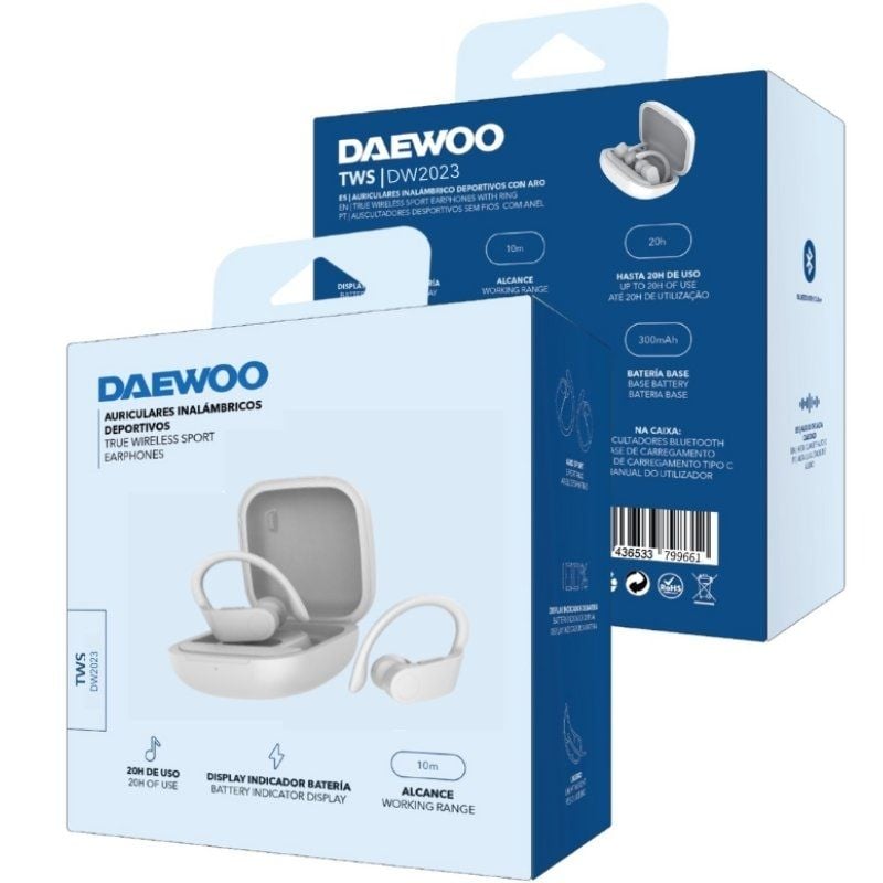 Auriculares Deportivos Bluetooth Daewoo DW2023 con estuche de carga/ Autonomía 5h/ Blancos - Imagen 4
