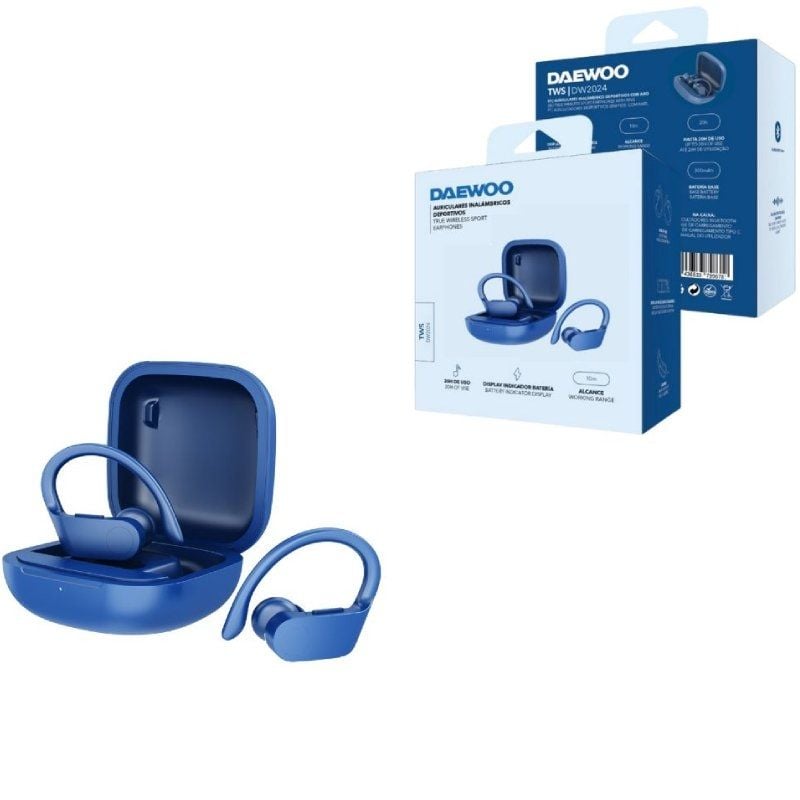 Auriculares Deportivos Bluetooth Daewoo DW2024 con estuche de carga/ Autonomía 5h/ Azules - Imagen 3