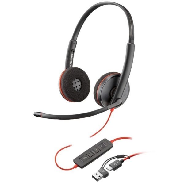 Auriculares Poly Blackwire 3220 + Adaptador USB-C/A/ con Micrófono/ Bulk/ Negros 197498433073 8X228A6 HP-POL 8X228A6