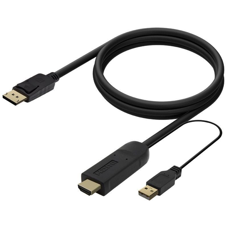 Cable Conversor Aisens A122-0641/ HDMI Macho - DisplayPort Macho + USB Macho/ Hasta 10W/ 2250Mbps/ 10cm + 1.8m/ Negro - Imagen 2