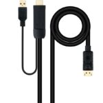 Cable Conversor Nanocable 10.15.4352/ HDMI Macho - DisplayPort Macho/ 1.8m/ Negro 8433281012851 10.15.4352 NAN-CAB 10 15 4352