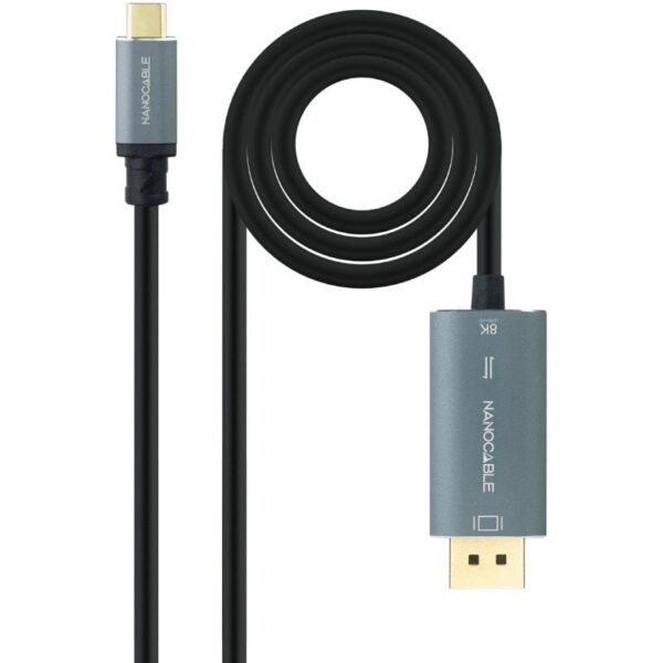 Cable Conversor Nanocable 10.15.5022/ USB Tipo-C Macho - Displayport Macho/ 2m/ Negro 8433281017405 10.15.5022 NAN-CAB 10 15 5022