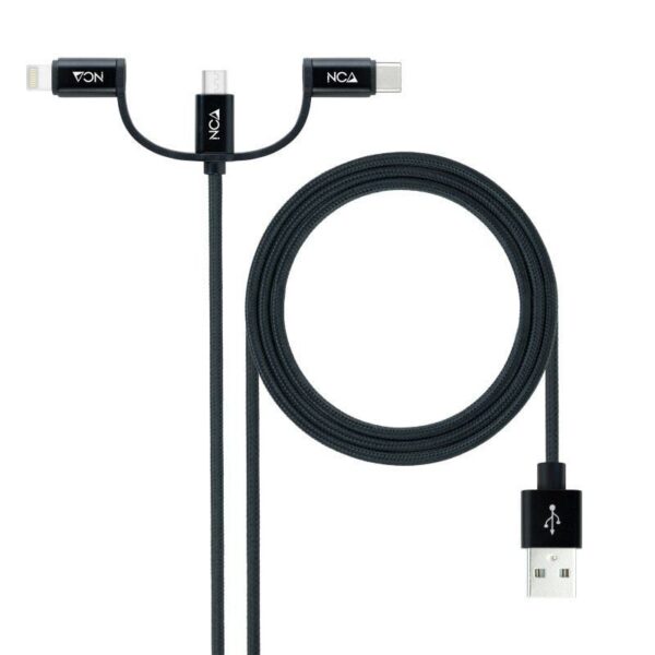 Cable USB 2.0 Nanocable 10.01.3200/ Lightning Macho - Micro USB Macho/ USB Tipo-C Macho/ 480Mbps/ 1m/ Negro 8433281012936 10.01.3200 NAN-CAB 10 01 3200